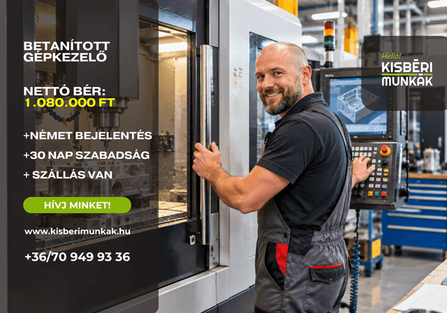 Kisbéri Munkák - CNC gépkezelő állás Németországban, Nordhausenben – CNC megmunkálógépet kezelő szakember modern üzemben, akár nettó 1.000.000 Ft havi keresettel.