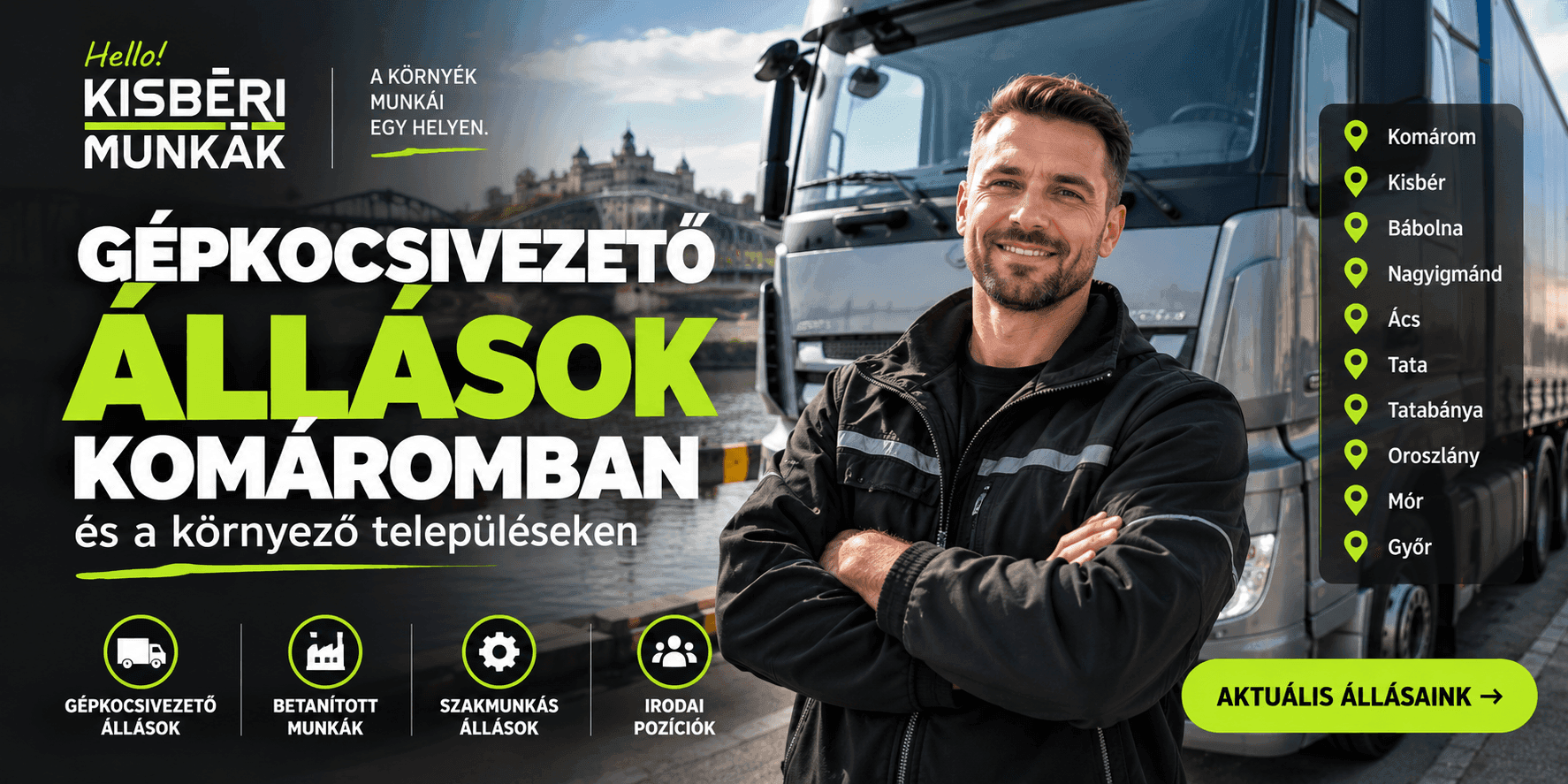 Kisbérimunkák - Állások Komáromban és környékén – gépkocsivezető és egyéb munkalehetőségek